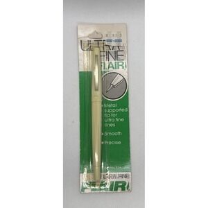 Vintage Paper Mate GREEN Ultra Fine Flair Pen Metal Tip Sealed USA Packaging NOS